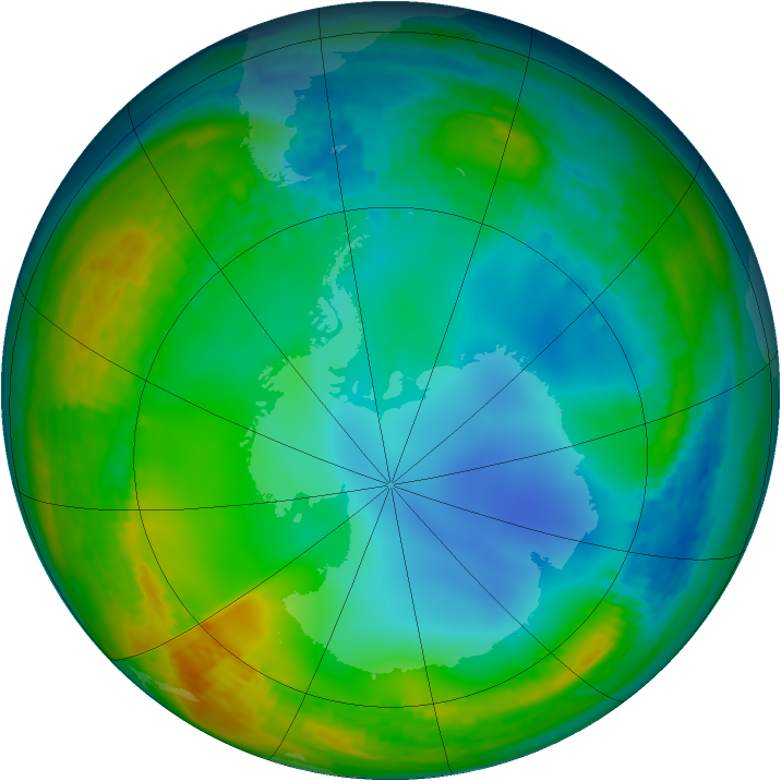 Antarctic ozone map for 27 June 2001